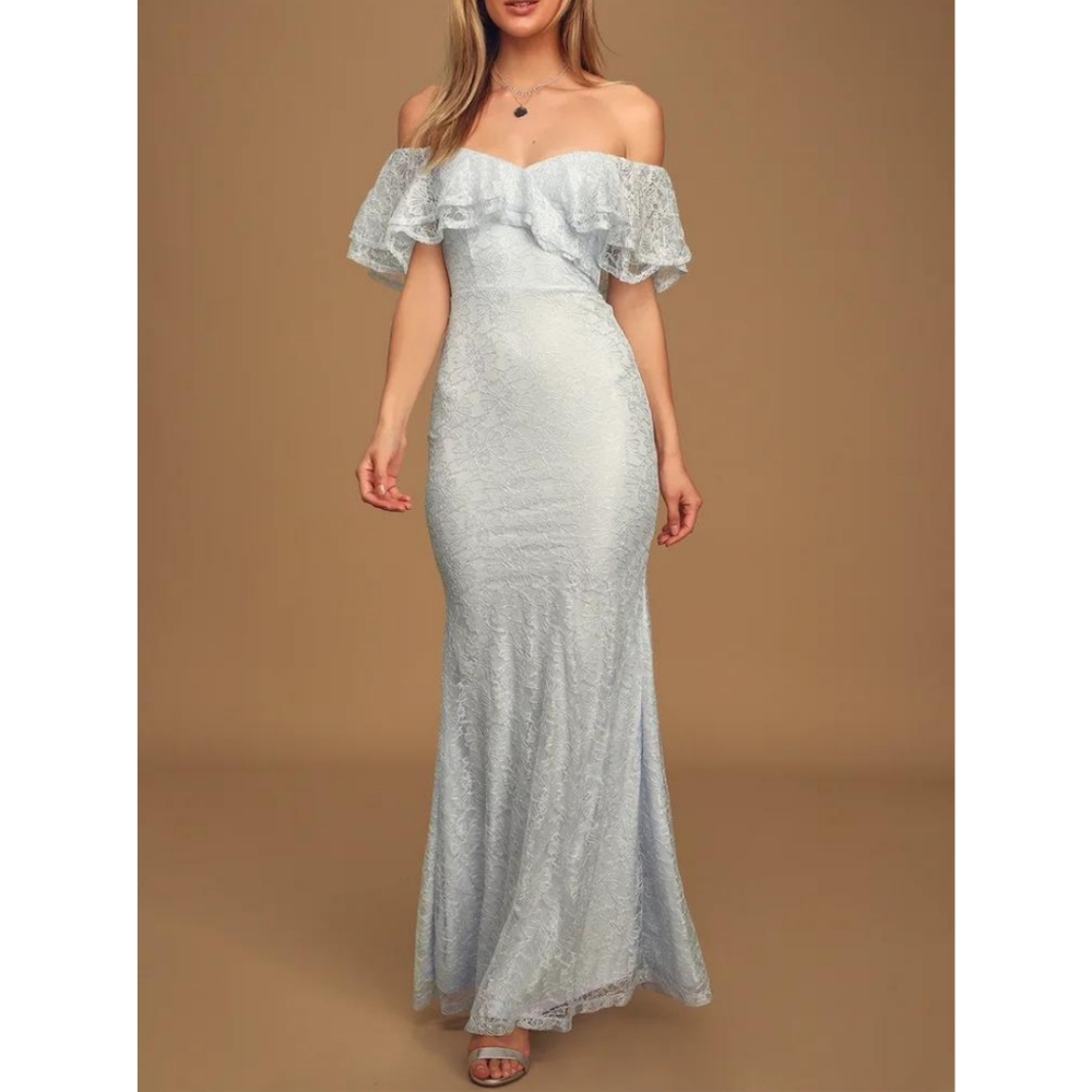 Lulu's Feeling Amorous Light Blue Lace Dress